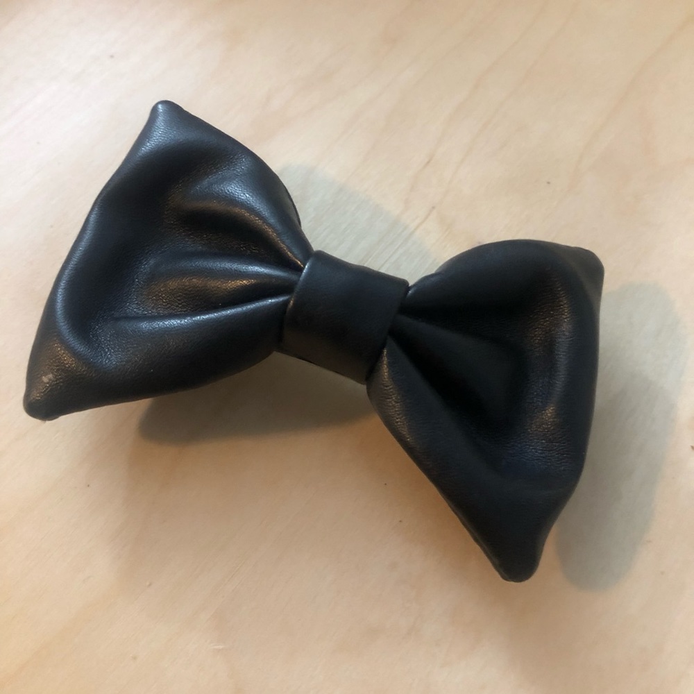 Black Leather Hair Bow